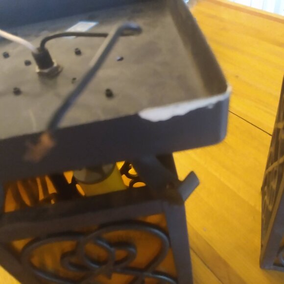 Vintage Spanish Revival Style Metal Ceiling Light with Acrylic/Plastic Panels - Picture 10 of 15